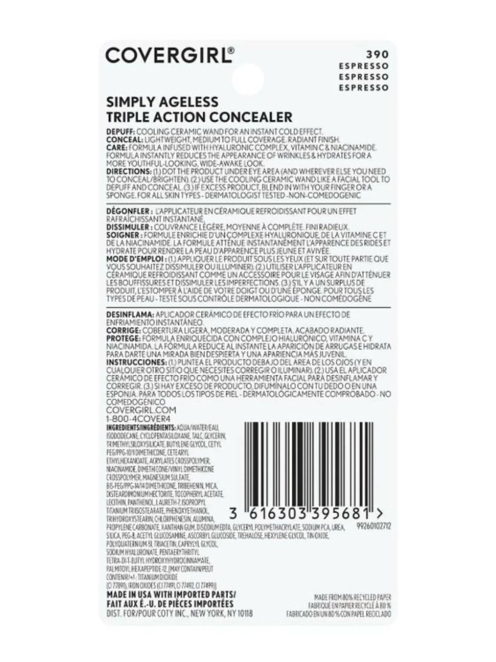 COVERGIRL Simply Ageless Concealer 390 Espresso